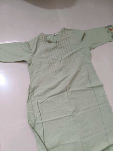 Light Green Kurta Set with Striped Pants
