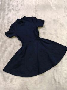 Chic Navy Blue Fit & Flare Dress