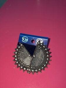 Boho Oxidized Silver Statement Earrings