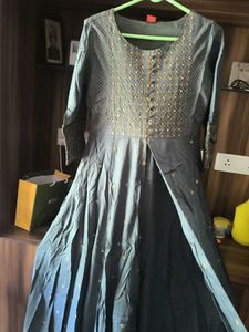 Elegant Grey longKurta/ gown with Embelli