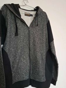 Men's Grey &amp; Black Zip-Up Hoodie