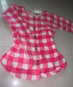 Pink Checkered Kurti