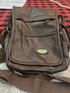 Brown Faux Leather Crossbody Bag