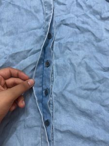 crop Denim Shirt with Ring Detail