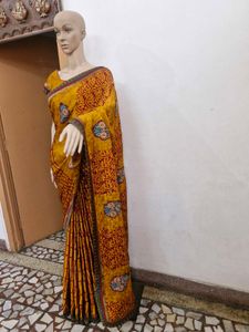 Mustard Yellow Festive Saree with Stitched Blouse