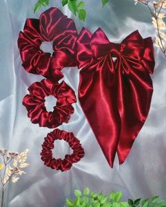 Satin Scrunchies & Bow Set