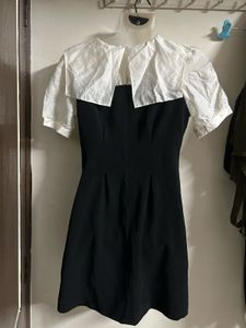 Chic Black &amp; White Collared Dress