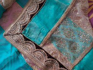 Beautiful Teal Saree with Embellished Border🔥✨