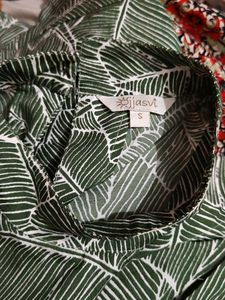 High neck Tropical Leaf Print kurta