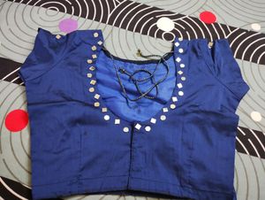 #Navaratri Blouse # Mirror Work Blouse (Navy Blue)