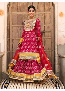 Scakhi Maroon Gotapatti Sharara Set Plus Size