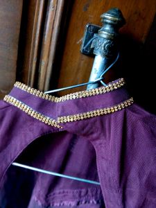 Elegant Purple Blouse with Gold Embellishments