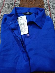 Shein Blue Sleeveless Collared Shirt