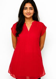 Elegant Red Sheer Top
