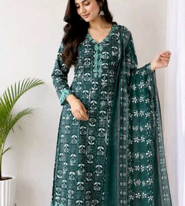 cotton green suit dress material