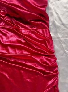 Red  Velvet Cowl Neck Dress