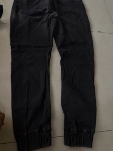 Grey Denim Jogger Pants