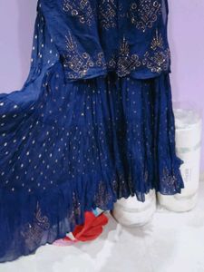 Stunning Navy Blue Embellished Kurta Set