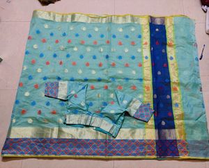 Beautiful Teal Saree with Blouse