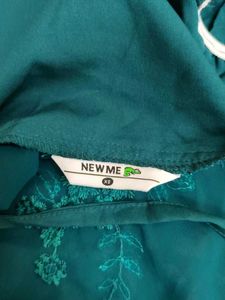 Teal Sequin Floral Halter Top