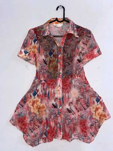 Bohemian Floral Print Button-Down Shirt