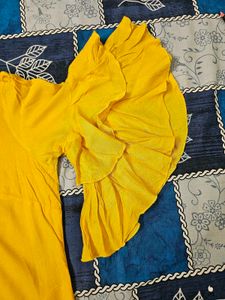 Yellow Ruffled Sleeve Top