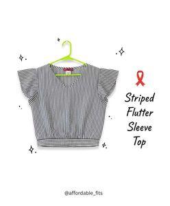 Striped Flutter Sleeve Top