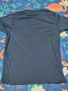 Navy Blue T-Shirt with Yellow Accents