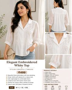 Elegant Embroidered White Top