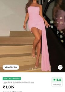 NEWME Light Pink Solid Micro Mini Dress