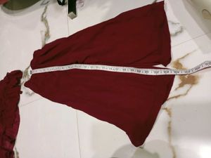 Girls' Maroon Embroidered Kurta Set