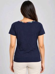 Chic Navy Butterfly Print Top