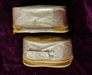 Elegant Gold Cosmetic Pouch Set