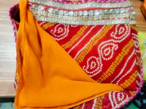 Vibrant Orange and Red Saree