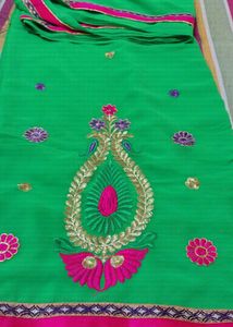 Embroidered Green Saree