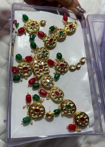 Unused Exquisite Indian Kundan Necklace Set