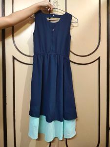 Chic Navy Blue &amp; Mint Layered Dress