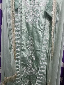 Green Embroidered Kurta Set with Dupatta