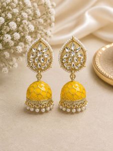 Beautiful Yellow Jhumka Earrings