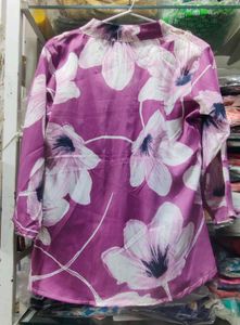 Purple Floral Belted Tunic Top