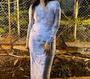 Ruched Mesh Maxi Dress