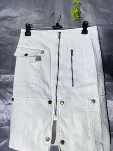 Stylish White Cargo Skirt