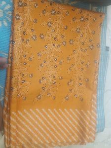 Orange Floral Print saree