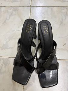 Chic Black Patent Block Heels
