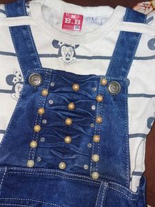 Denim Pinafore Dress with Mickey Top