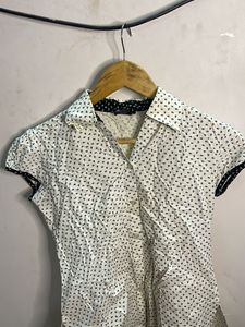 Chic White Printed Button-Up Top