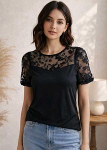 Elegant Black Lace Detail Top