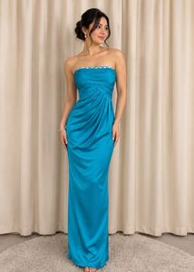 Elegant Teal Strapless Gown