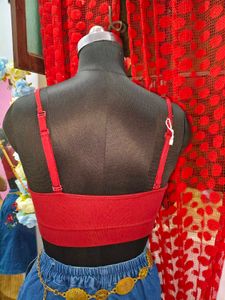Red Sports Bra Crop Top