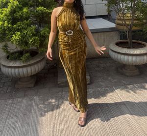 Olive Green Velvet Two-Piece Set